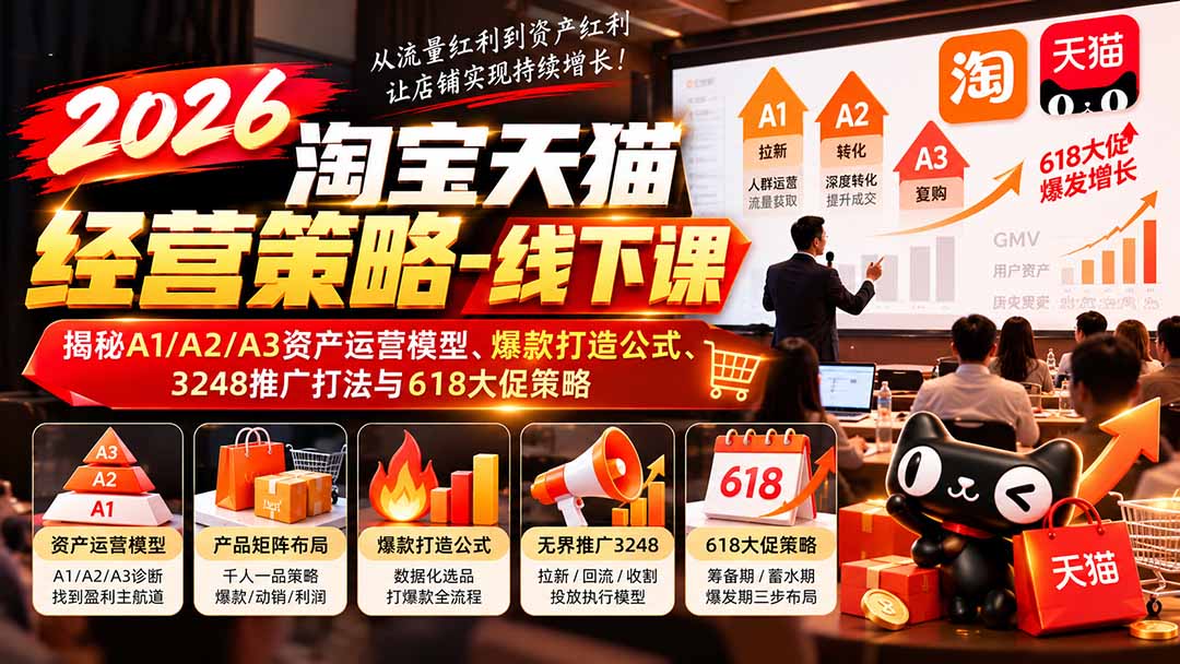 2026淘宝天猫经营策略-线下课-更新1019：揭秘A1/A2/A3资产运营模型、爆款打造公式、3248推广打法与618大促策略-MFXUI中国站
