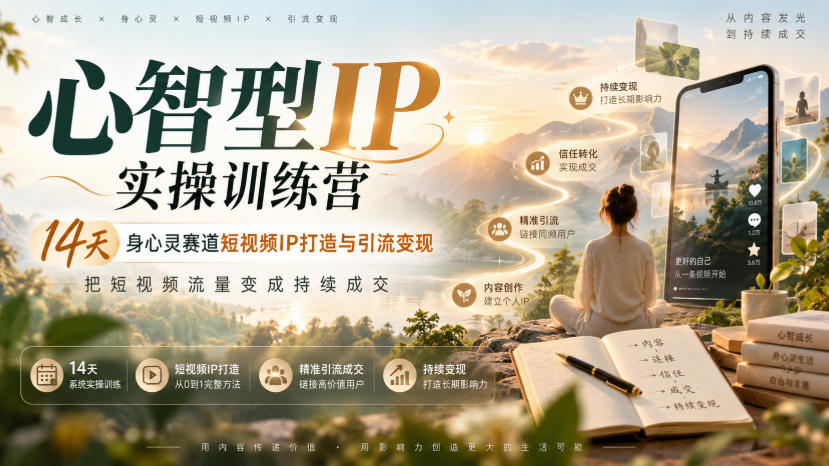 心智型IP实操训练营｜14天身心灵赛道短视频IP打造与引流变现，把短视频流量变成持续成交-MFXUI中国站