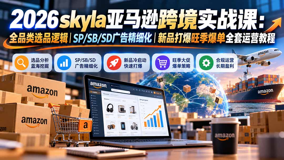 skyla亚马逊跨境实战课-更新1019：全品类选品逻辑｜SP/SB/SD广告精细化｜新品打爆旺季爆单全套运营教程-MFXUI中国站