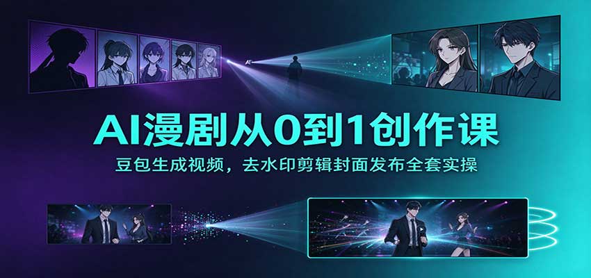 AI漫剧从0到1创作课：豆包生成视频，去水印剪辑封面发布全套实操-MFXUI中国站