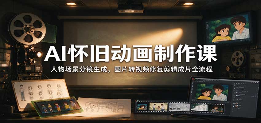 AI怀旧动画制作课：人物场景分镜生成，图片转视频修复剪辑成片全流程-MFXUI中国站
