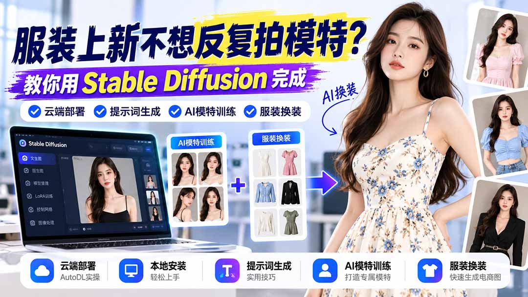 服装上新不想反复拍模特？教你用Stable Diffusion完成云端部署、提示词生成、AI模特训练与换装-MFXUI中国站