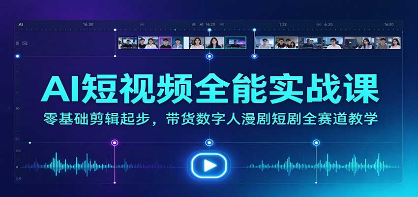 AI短视频全能实战课:零基础剪辑起步,带货数字人漫剧短剧全赛道教学-MFXUI中国站