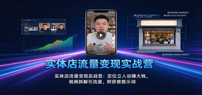 实体店流量变现实战营：定位立人设赚大钱，视频拆解引流量，附获客提示词-MFXUI中国站