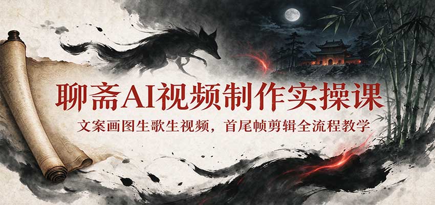 聊斋AI视频制作实操课:文案画图生歌生视频,首尾帧剪辑全流程教学-MFXUI中国站