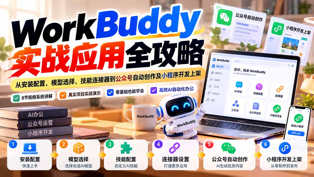 WorkBuddy 实战应用全攻略：从安装配置、模型选择、技能连接器到公众号自动创作及小程序开发上架-MFXUI中国站
