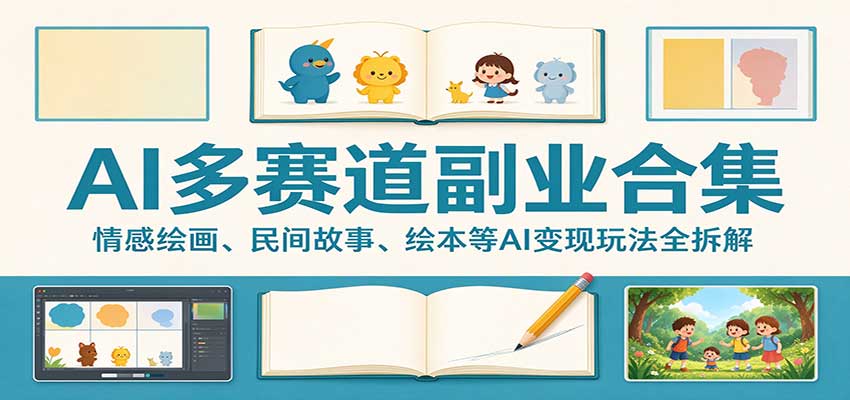 AI多赛道副业合集：情感绘画、民间故事、绘本等AI变现玩法全拆解-MFXUI中国站