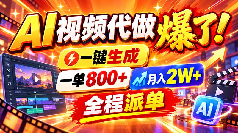 2026年底新赛道，AI视频代做一单800+，小白可做，告别打工-MFXUI中国站
