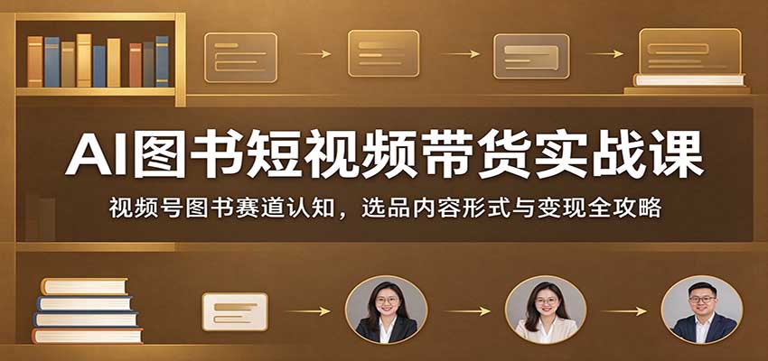 AI图书短视频带货实战课：视频号图书赛道认知，选品内容形式与变现全攻略-MFXUI中国站