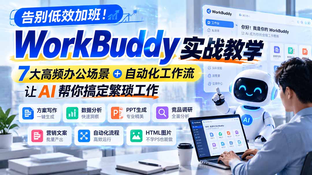 告别低效加班！WorkBuddy实战教学，7大高频办公场景＋自动化工作流，让AI帮你搞定繁琐工作-MFXUI中国站