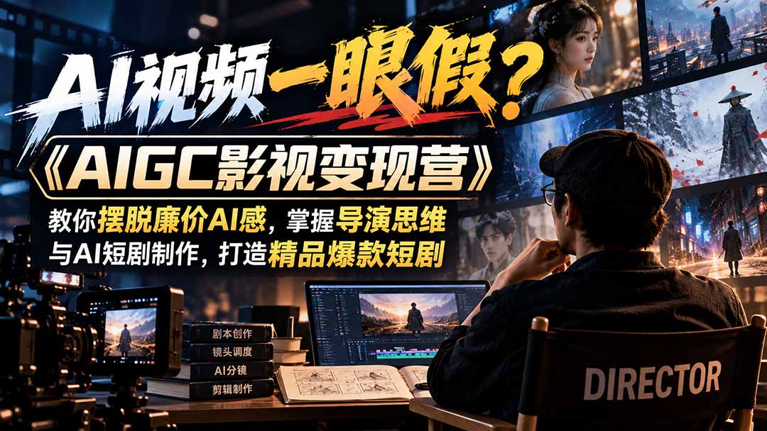 【无水印】AI视频一眼假？《AIGC影视变现营》教你摆脱廉价AI感，掌握导演思维与AI短剧制作，打造精品爆款短剧-MFXUI中国站