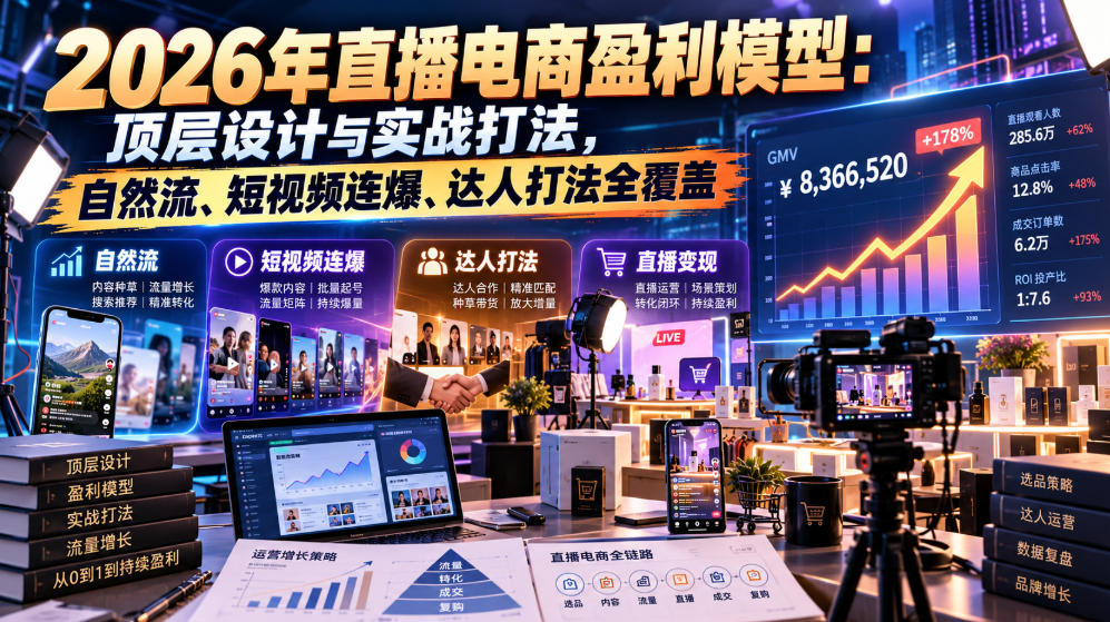 2026年直播电商盈利模型：顶层设计与实战打法，自然流、短视频连爆、达人打法全覆盖-MFXUI中国站
