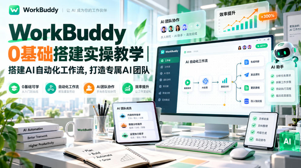 WorkBuddy 0基础搭建实操教学｜搭建AI自动化工作流，打造专属AI团队-MFXUI中国站
