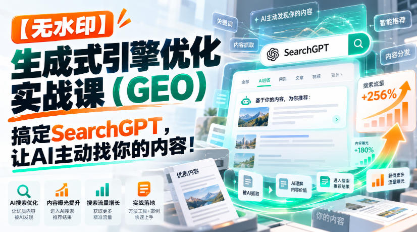 【无水印】生成式引擎优化(GEO)实战课：搞定SearchGPT，让AI主动找你的内容！【原创双语字幕】-MFXUI中国站