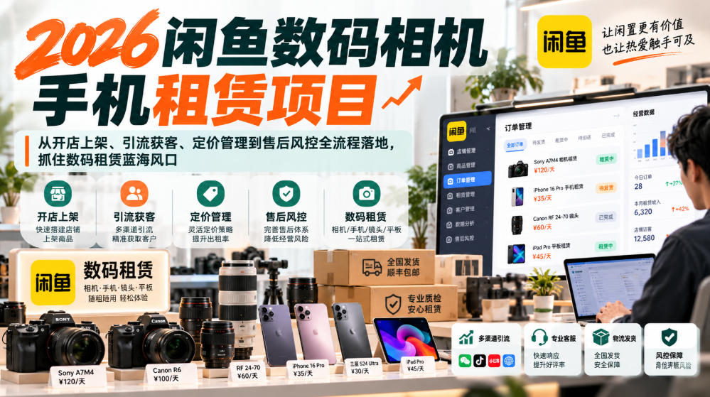 2026闲鱼数码相机手机租赁项目，从开店上架、引流获客、定价管理到售后风控全流程落地，抓住数码租赁蓝海风口-MFXUI中国站