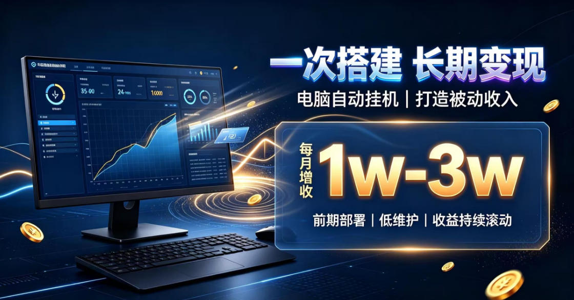 一份投入长期收益，电脑自动挂G类目，搭建被动收入每月增收1w-3w【揭秘】-MFXUI中国站