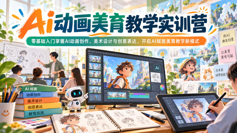 Ai动画美育教学实训营,零基础入门掌握AI动画创作、美术设计与创意表达,开启AI赋能美育教学新模式-MFXUI中国站
