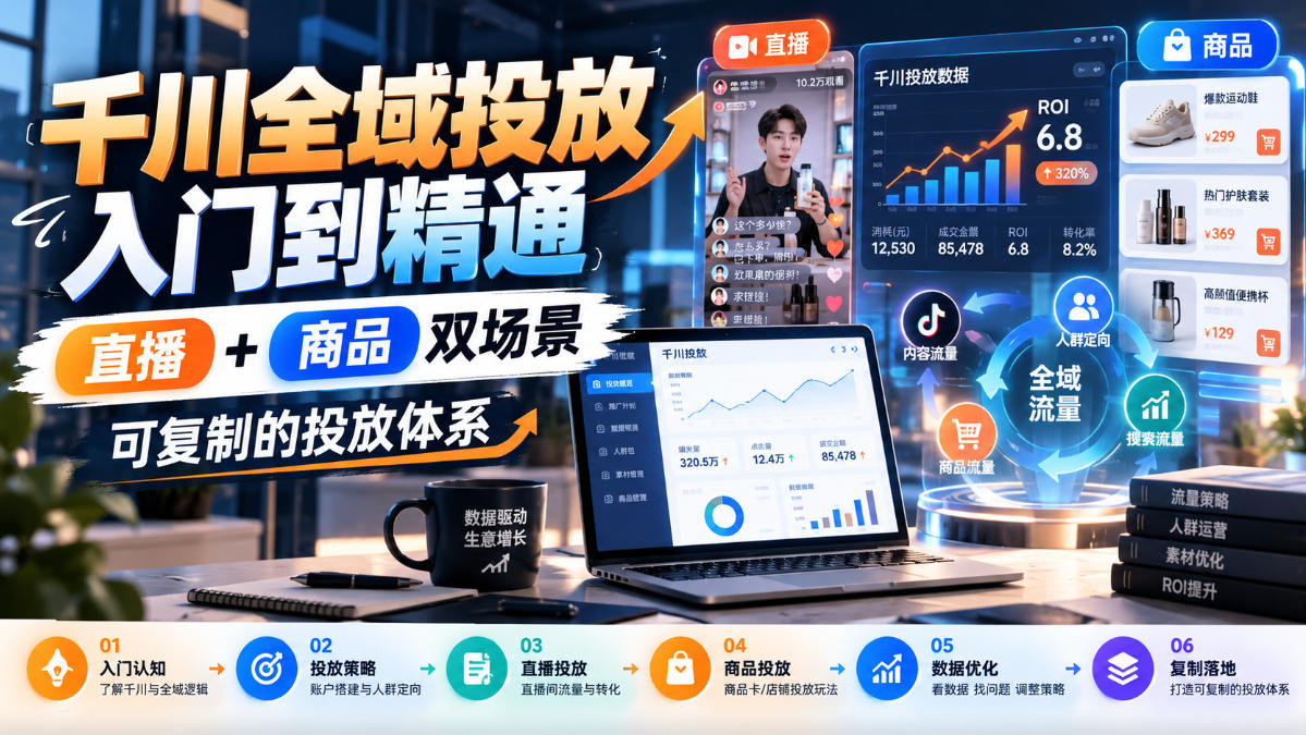 千川全域投放入门到精通，直播+商品双场景，可复制的投放体系(更新1026)-MFXUI中国站