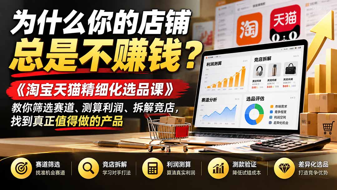 为什么你的店铺总是不赚钱？《淘宝天猫精细化选品课》教你筛选赛道、测算利润、拆解竞店，找到真正值得做的产品-MFXUI中国站