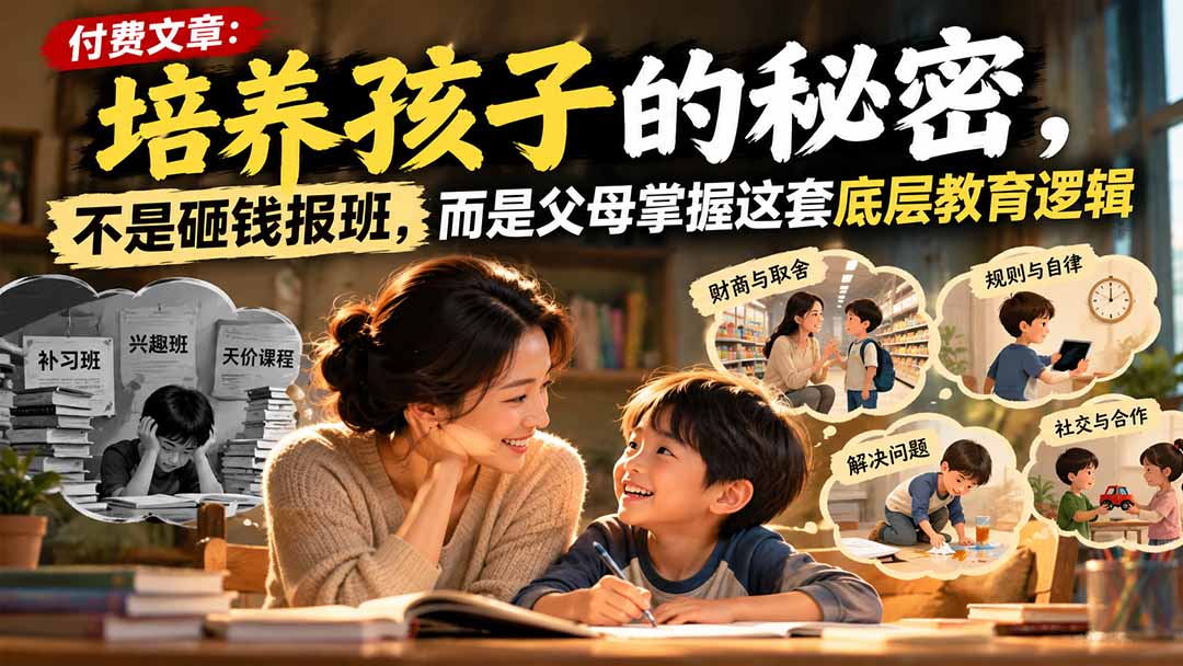 付费文章：培养孩子的秘密，不是砸钱报班，而是父母掌握这套底层教育逻辑-MFXUI中国站