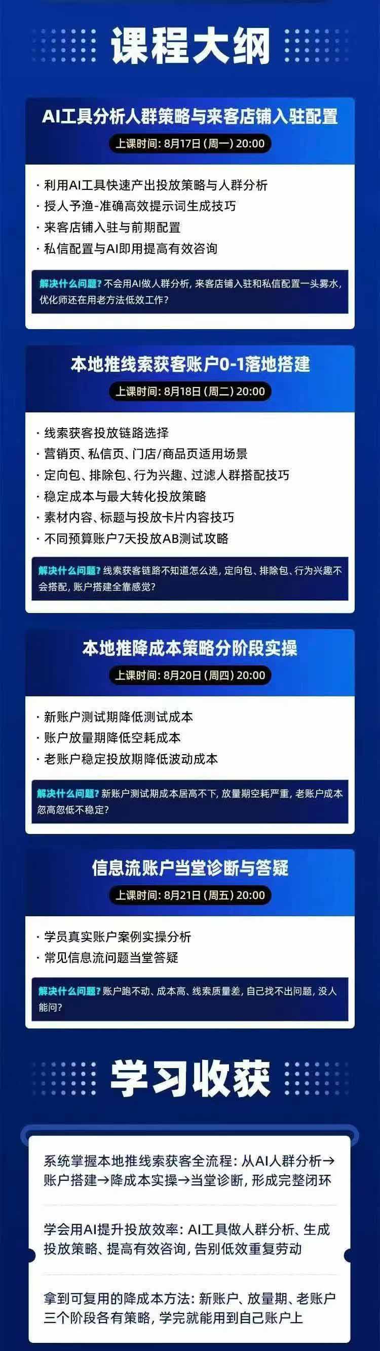 图片[2]-2026巨量AD本地推线索获客全流程实战课-33期更新1027：AI人群分析、账户搭建、7天测试、分阶段降本与投放优化-MFXUI中国站