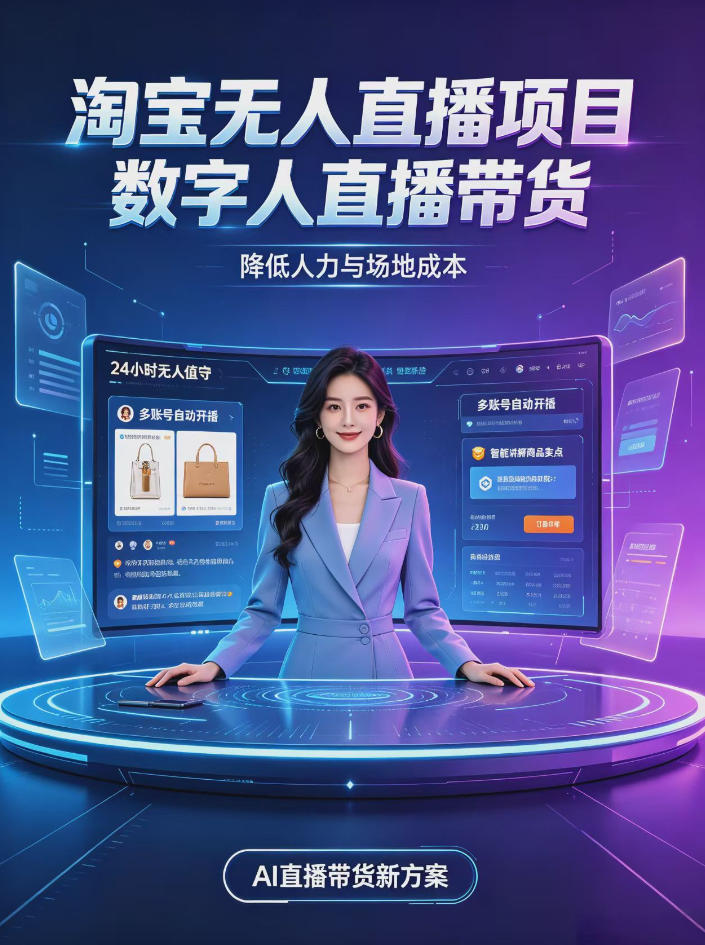 淘宝AI无人直播带货，24小时自动开播低门槛副业，无需真人长时间出镜，持续引流出单【揭秘】-MFXUI中国站