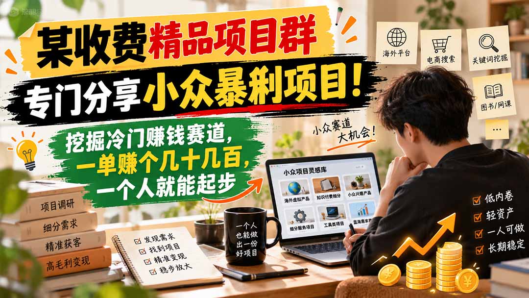 某收费精品项目群，专门分享小众暴俐项目！挖掘冷门赚钱赛道，一单赚个几十几百，一个人就能起步-MFXUI中国站