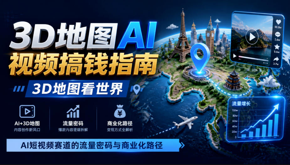 3D地图AI视频搞钱指南，3D地图看世界，AI短视频赛道的流量密码与商业化路径【文档】-MFXUI中国站