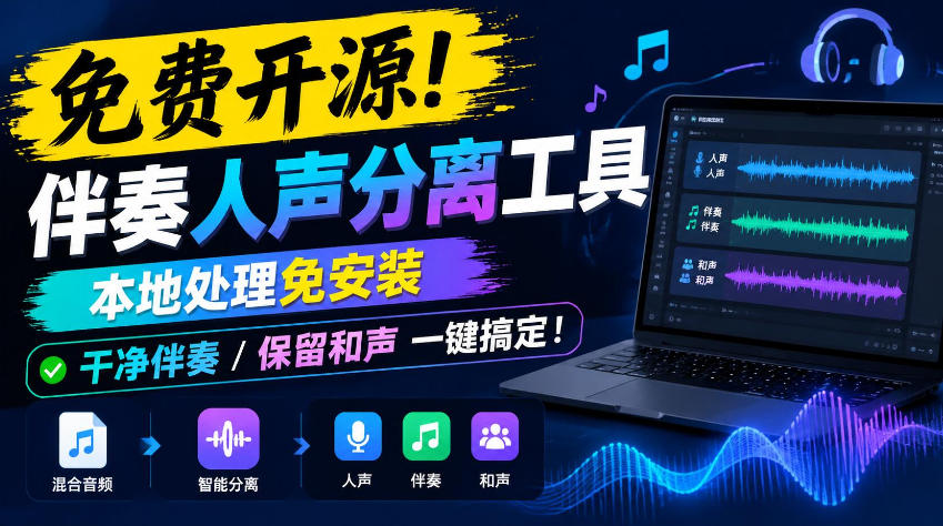 免费开源！伴奏人声分离工具，本地处理免安装，干净伴奏，保留和声一键搞定！-MFXUI中国站