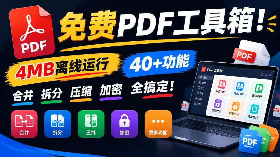 免费PDF工具箱！4MB离线运行，40+功能，合并拆分压缩加密全搞定！-MFXUI中国站