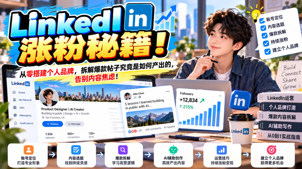 LinkedIn涨粉秘籍!从零搭建个人品牌,拆解爆款帖子究竟是如何产出的,告别内容焦虑!【原创双语字幕】-MFXUI中国站