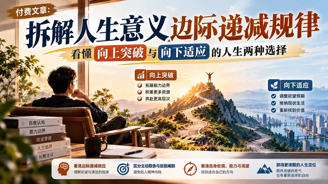 付费文章：拆解人生意义边际递减规律，看懂向上突破与向下适应的人生两种选择-MFXUI中国站