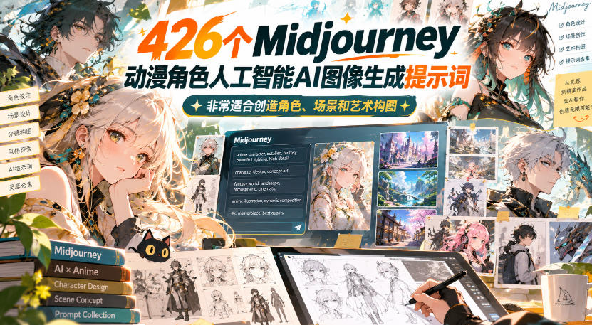 426个Midjourney动漫角色人工智能AI图像生成提示词,非常适合创造角色、场景和艺术构图-MFXUI中国站