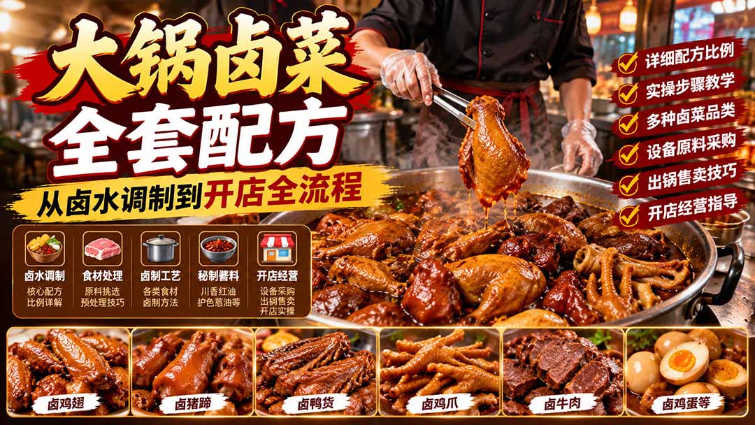 大锅卤菜全套配方，从卤水调制到开店全流程，感觉学会了去摆摊也不错-MFXUI中国站